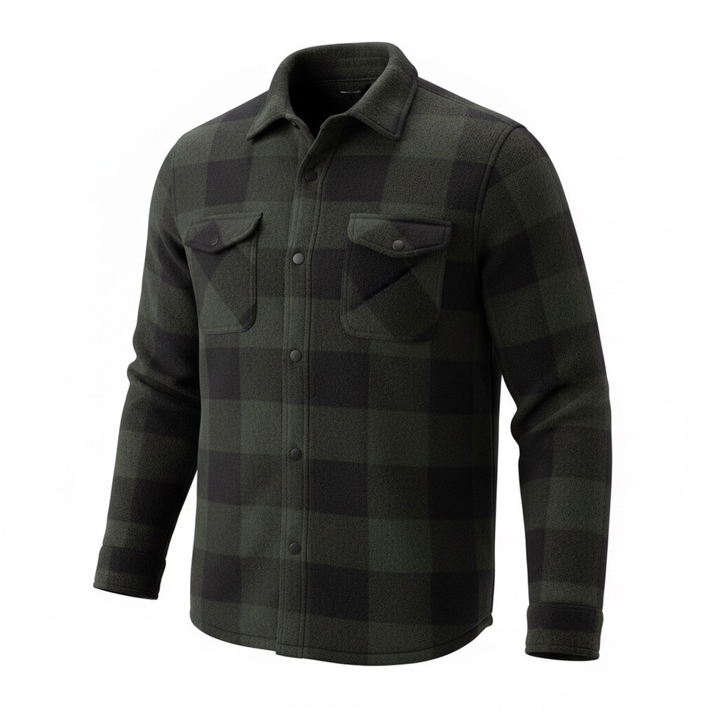 Black and Green Plaid Shirt Jacket